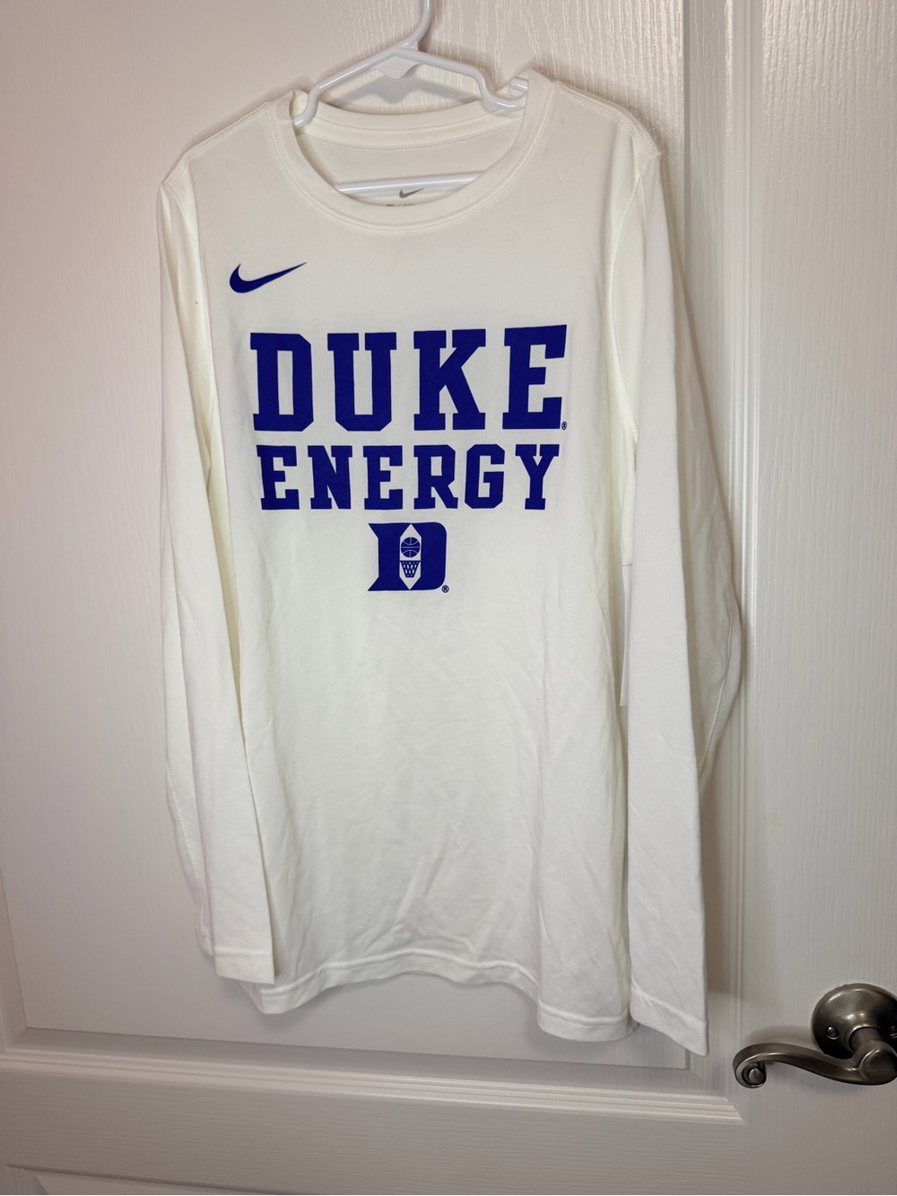 Nike White Long-Sleeve 'Duke Energy' Logo Tee
